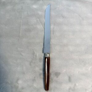 Vintage Regent Sheffield England Serrated Bread Knife Stainless 12" Brown Handle